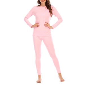 Century Star Thermal Underwear for Women Long Johns Set with Fleece Lined Base Layer Ultra Soft Women Thermal Set Pink Large