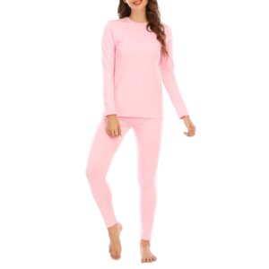 Century Star Thermal Underwear for Women Long Johns Set with Fleece Lined Base Layer Ultra Soft Women Thermal Set Pink Large