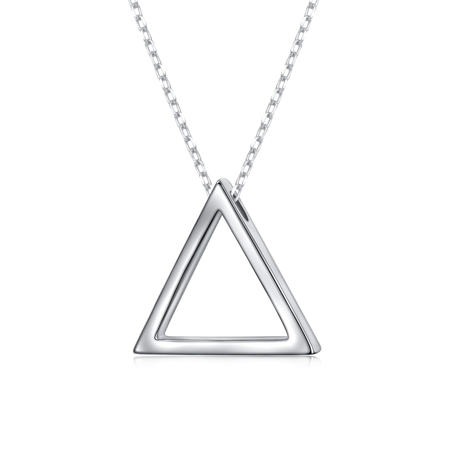 DAOCHONG 925 Sterling Silver Geometric Jewelry Minimalist Triangle Pendant Necklace for Women Birthday Christmas