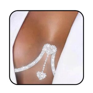 Jeweky Rhinestone Bra Chest Chains Sparkly Body Chain Silver Chest Body Jewelry Bikini Nightclub Bra Body Jewelry Accessories for Women