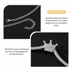 Jeweky Chest Chain Rhinestone Bra Body Chain Sparkly Bikini Bra Chest Chains Silver Chest Bracket Chain Bra Party Body Jewelry Accessories for Women