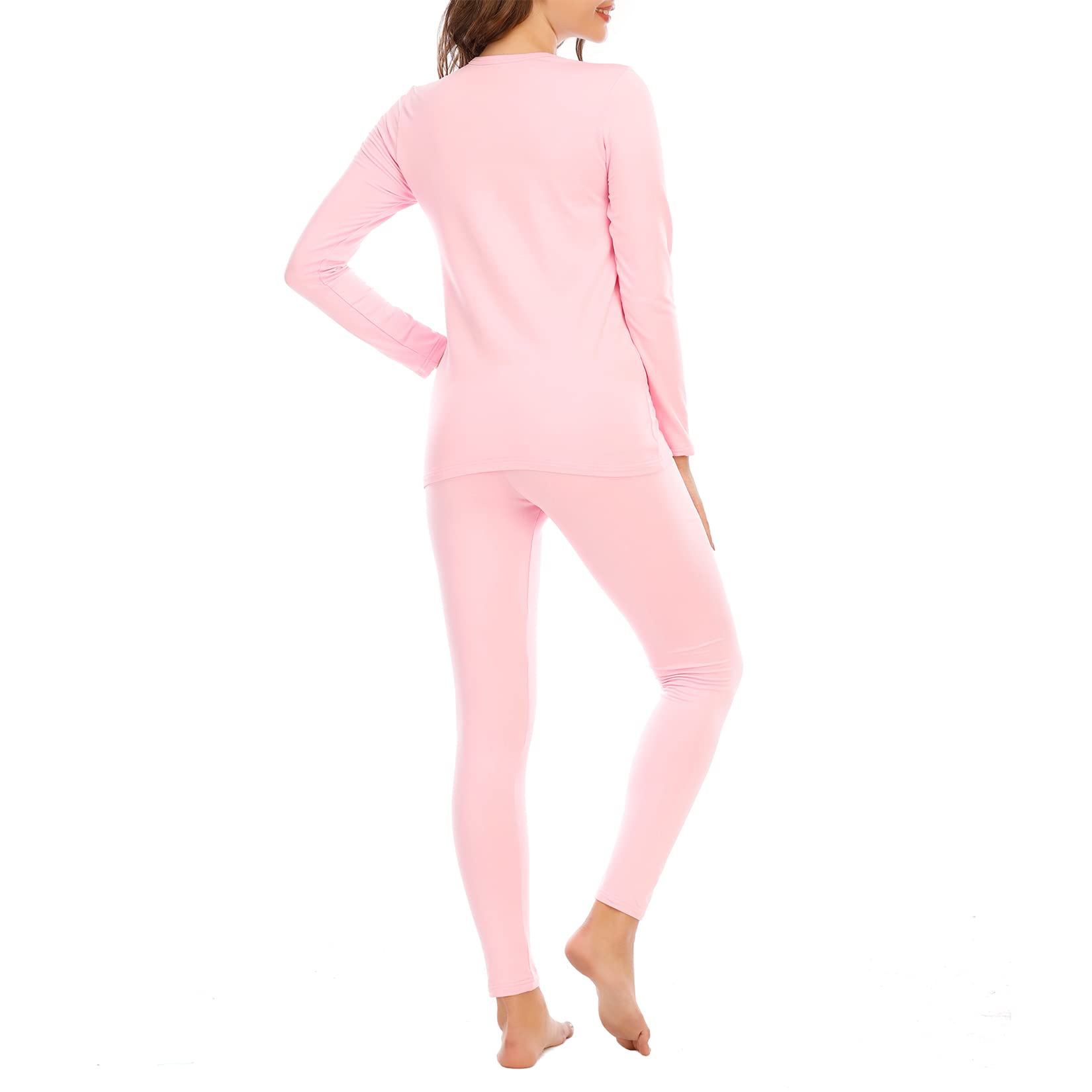 Century Star Thermal Underwear for Women Long Johns Set with Fleece Lined Base Layer Ultra Soft Women Thermal Set Pink Large