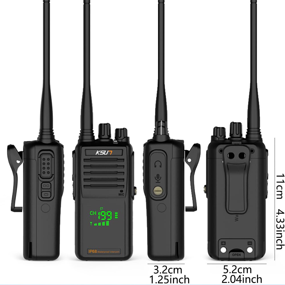 Handheld Two-Way VHF Marine Radio IP68 Waterproof LED Screen International Marine Channels 136-174 MHz 8000 mAh Battery KSUN P85