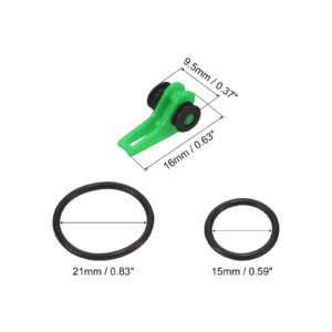 PATIKIL Fishing Hook Keeper, 10 Pack Plastic Fish Lure Bait Holder Accessories with 2 Size Rubber Rings for Fishing Rod Pole, Green