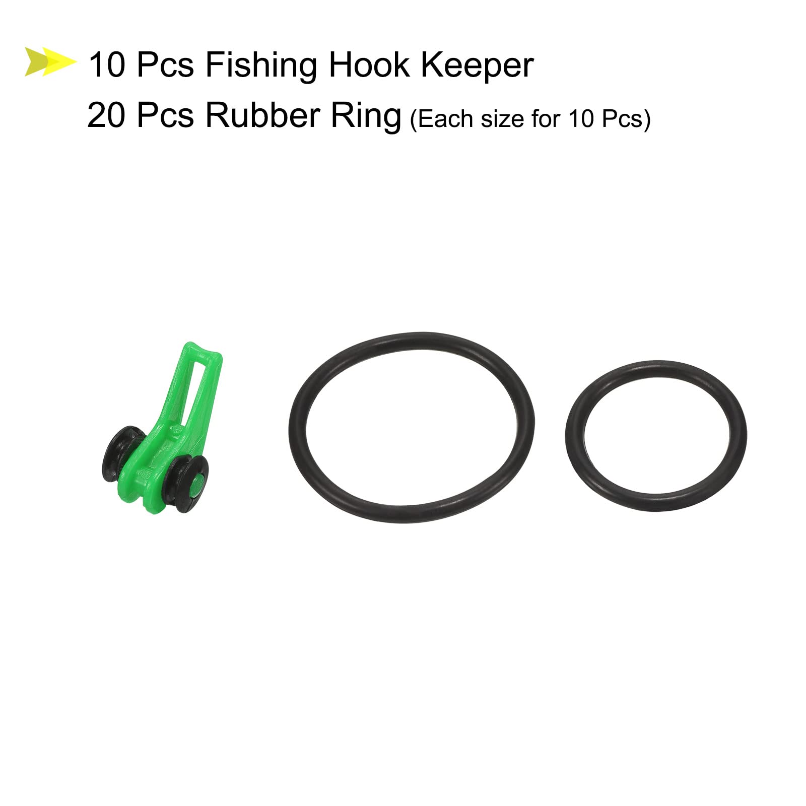 PATIKIL Fishing Hook Keeper, 10 Pack Plastic Fish Lure Bait Holder Accessories with 2 Size Rubber Rings for Fishing Rod Pole, Green