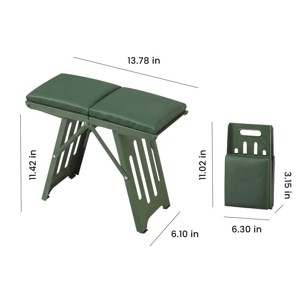 Saker Outdoor Portable Chair Folding Stool Lightweight Foldable Compact Collapsible Seat with Load Capacity 330lbs,Steel Sitting Stools for Camping Hiking Fishing BBQ (Green-L)