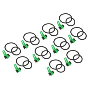 patikil fishing hook keeper, 10 pack plastic fish lure bait holder accessories with 2 size rubber rings for fishing rod pole, green