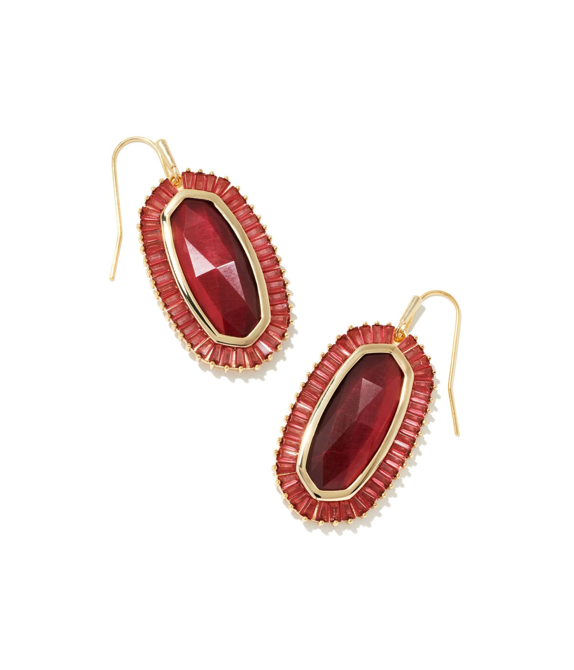 Kendra Scott Baguette Elle Drop Earrings Gold Red Mix One Size