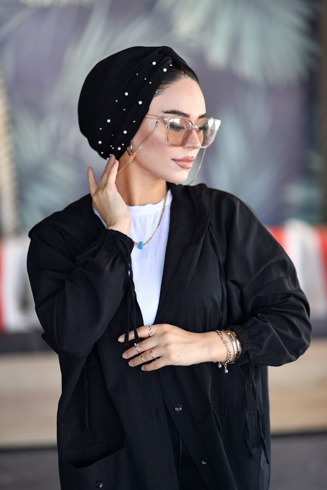 para life Pearl Turban-Turbans For Women-Hijab For Women|Hair Wraps-Head Wraps For Women|Hijab Undercap-Caps-Instant Hijab (Pearl Turban, Black)