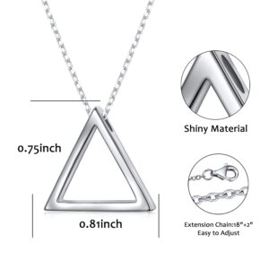 DAOCHONG 925 Sterling Silver Geometric Jewelry Minimalist Triangle Pendant Necklace for Women Birthday Christmas