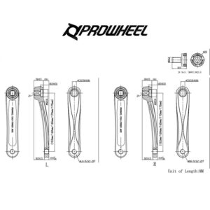 PROWHEEL Ebike Crank Arm Available in Square Hole,140MM/152MM/160MM/165MM/170MM/175MM Black Bike Crank Arm for Electric Bike,Mid Mounted Motor,Torque(1 Pair)