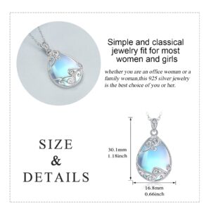 YAFEINI 925 Sterling Silver Moonstone Necklace Filigree Teardrop Pendant Necklace Jewelry for Women (A-filigree moonstone necklace)