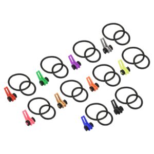 patikil fishing hook keeper, 20 pack plastic fish lure bait holder accessories with 2 size rubber rings for fishing rod pole, 10 colors