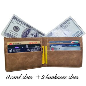 ICE PRINCE Mens Wallet Can Be Customized With Customer Photo And Text Custom Bi-Fold Soft Wallet (light brown)