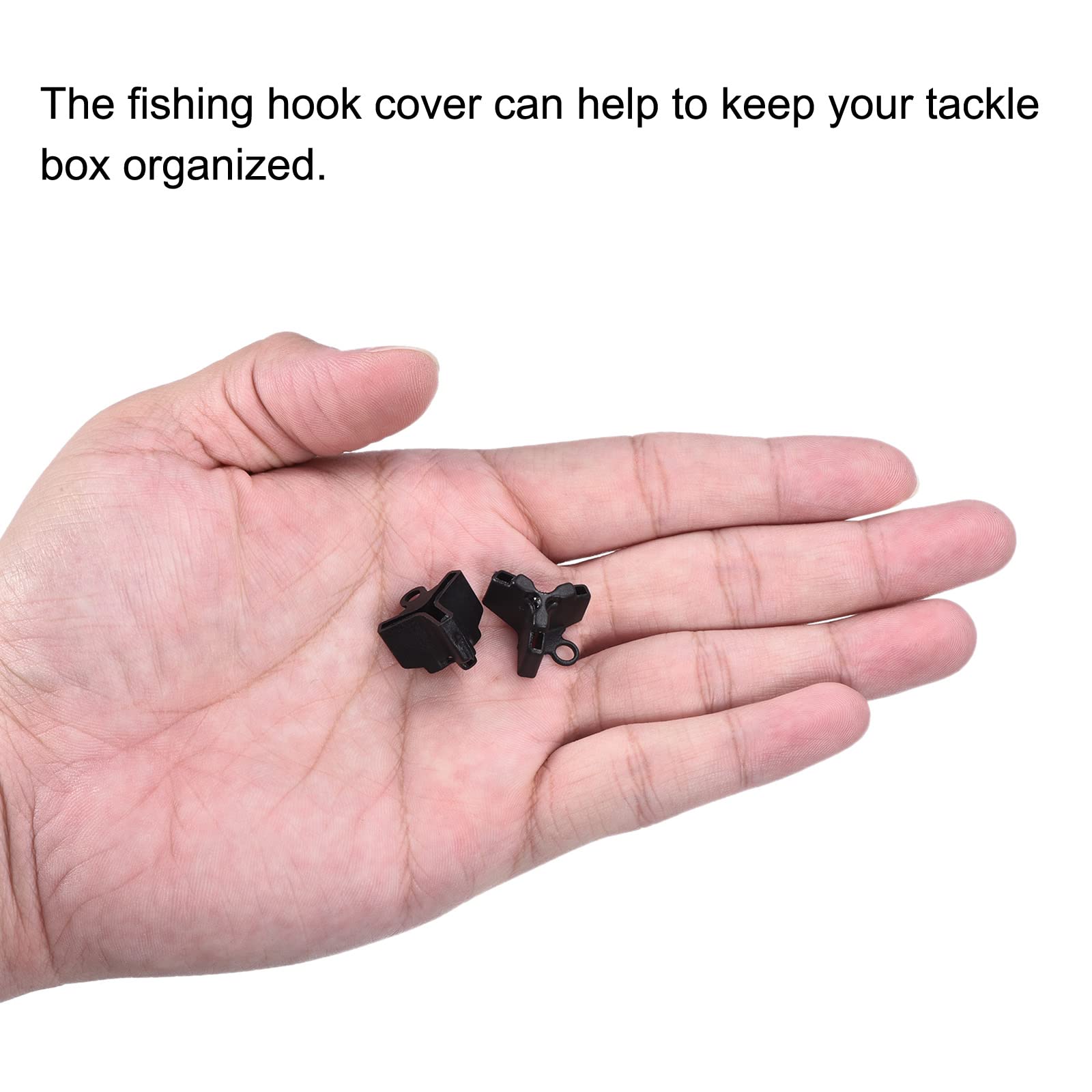 PATIKIL Fishing Hook Bonnets, 50 Pack Plastic Treble Hook Covers Hook Safety Caps Protectors Fit for Standard Size 6, 7, 8, Black