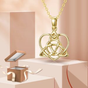 KECHO Gold Irish Celtic Necklace 14k Gold Vintage Triquetra Trinity Celtics Knot Pendant Necklace Jewelry Christmas Gifts for Women Mother Wife, 16"+ 1"+1" +1”