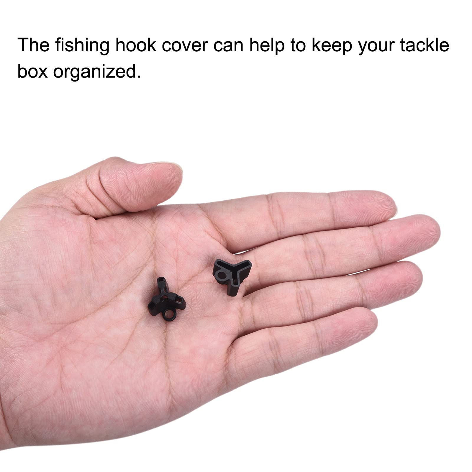 PATIKIL Fishing Hook Bonnets, 100 Pack Plastic Treble Hook Covers Hook Safety Caps Protectors Fit for Standard Size 9, 10, Black