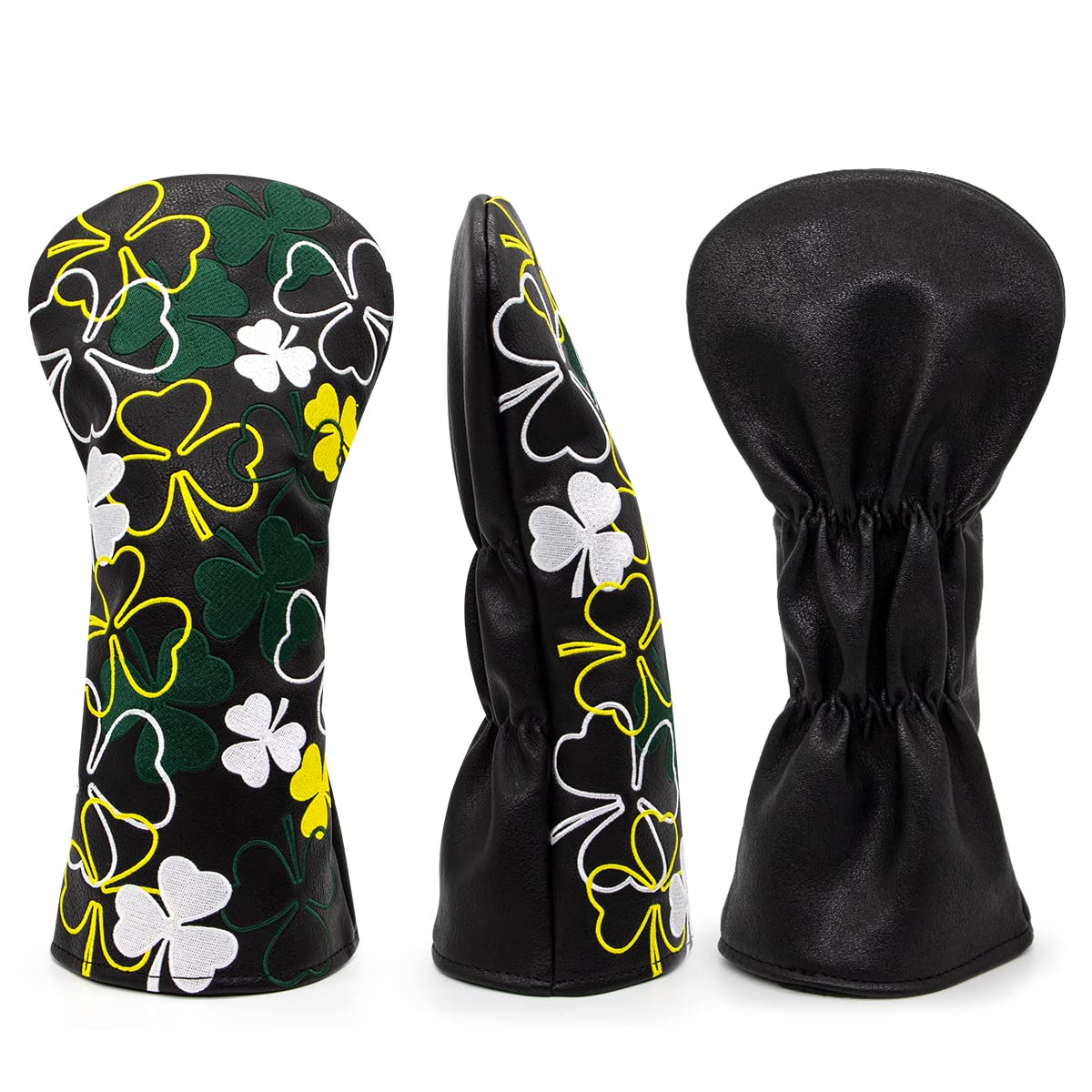 Lucky Shamrock Golf Driver Head Covers,1 Wood Driver Head Cover,Golf Wood Headcover - Black Synthetic Leather Dirver Headcover Golf Club Protective designed for All Brand