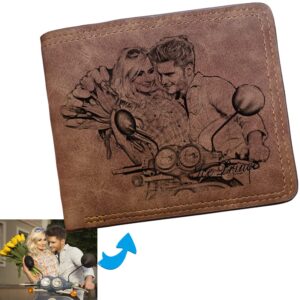 ICE PRINCE Mens Wallet Can Be Customized With Customer Photo And Text Custom Bi-Fold Soft Wallet (light brown)