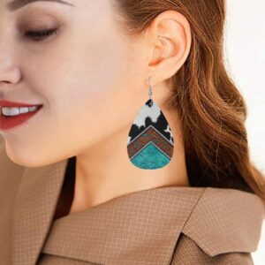 Faux Leather Teardrop Earrings for Women Drop Dangle Earrings Gift