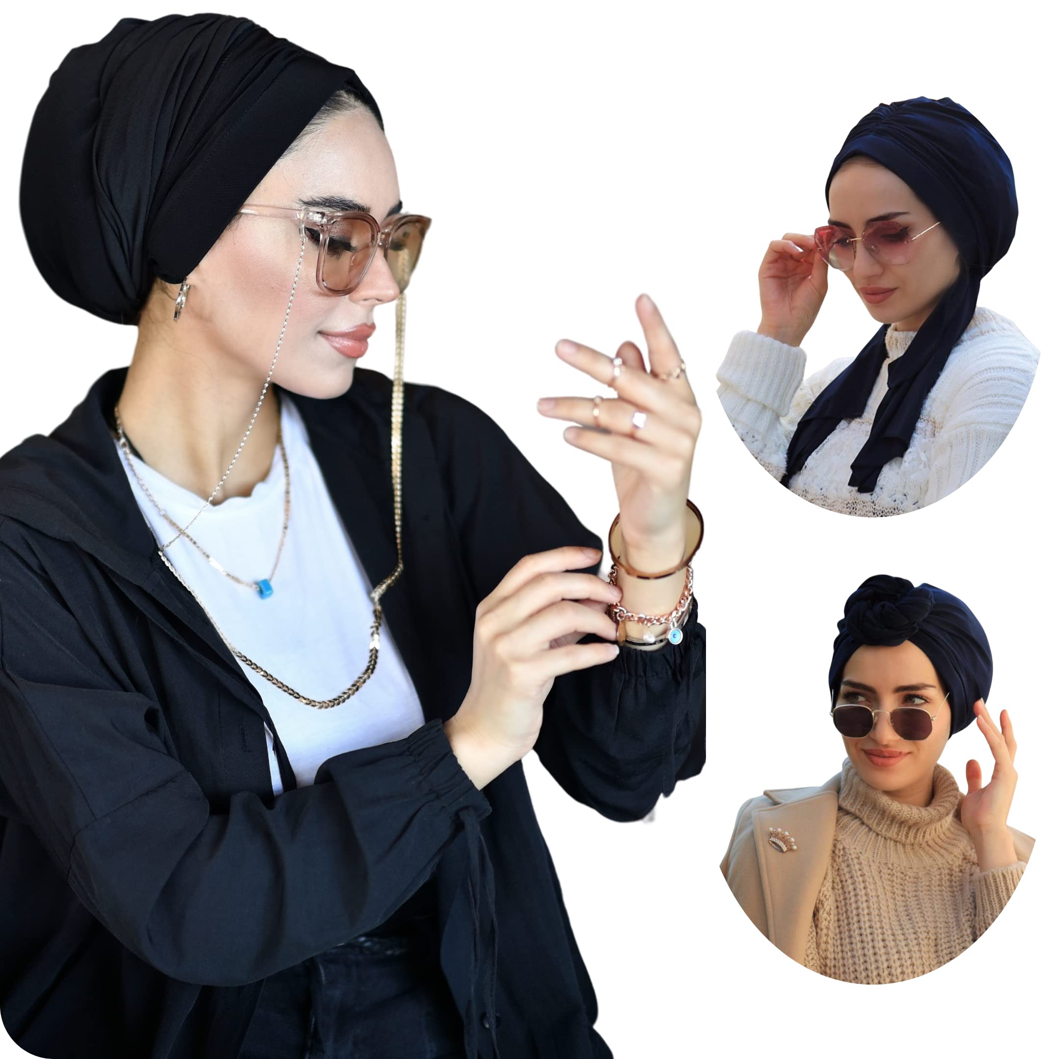 para life Dubai Turban-Turbans For Women-Hijab For Women|Hair Wraps-Head Wraps For Women|Hijab Undercap-Caps-Instant Hijab (Dubai Turban, Black)