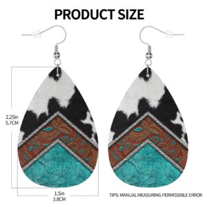 Faux Leather Teardrop Earrings for Women Drop Dangle Earrings Gift