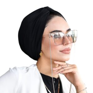 para life knot turbans-turbans for women-hijab for women|hair wraps-chemo-cancer head wraps for women|hijab undercap-instant hijab (knot turban, black)