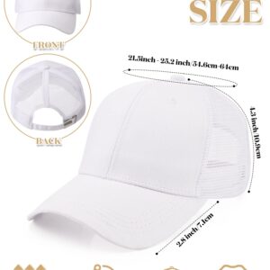 24 Pieces Mesh Trucker Hats Sport Baseball Caps Adjustable Trucker Golf Dad Hat Bulk for Unisex Men Women Teen Sports Workout (White)