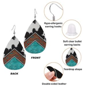 Faux Leather Teardrop Earrings for Women Drop Dangle Earrings Gift