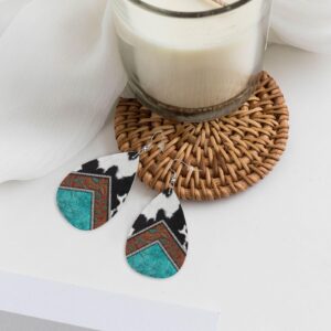 Faux Leather Teardrop Earrings for Women Drop Dangle Earrings Gift