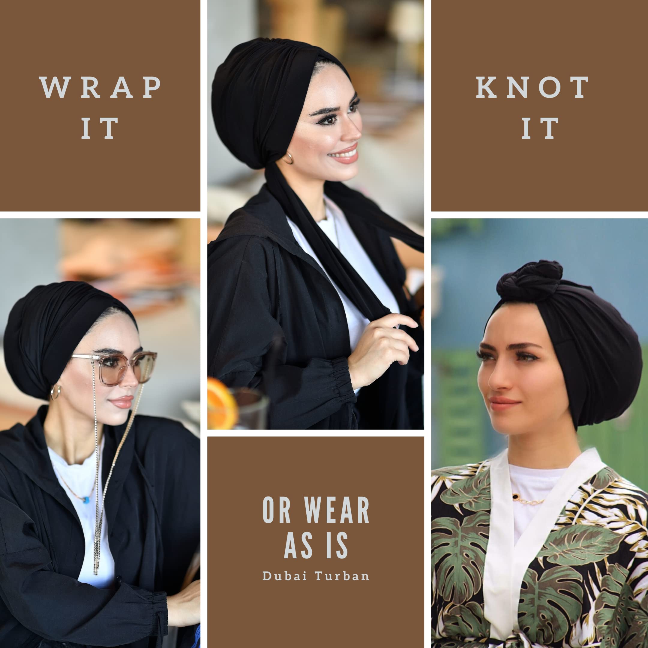 para life Dubai Turban-Turbans For Women-Hijab For Women|Hair Wraps-Head Wraps For Women|Hijab Undercap-Caps-Instant Hijab (Dubai Turban, Black)