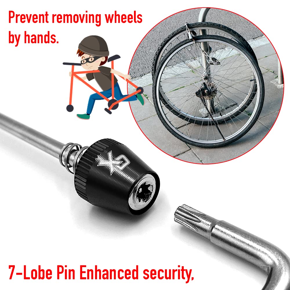 ONIPAX Bike Anti-Theft Locking Skewer 7 Lobe Bicycle Wheel Hub with Key