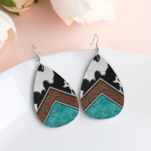 Faux Leather Teardrop Earrings for Women Drop Dangle Earrings Gift