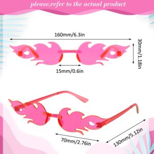 Dunzy 12 Pairs Fire Shaped Sunglasses Rimless Flame Glasses Wave Fire Y2K Glasses Frameless Eyewear(Stylish Colors)