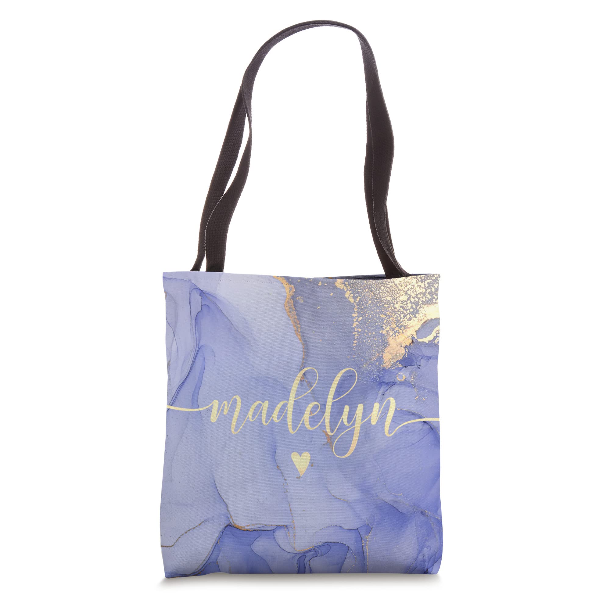 Madelyn Letter M Initial Cute Purple Personalized Tote Bag