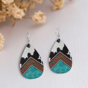 Faux Leather Teardrop Earrings for Women Drop Dangle Earrings Gift