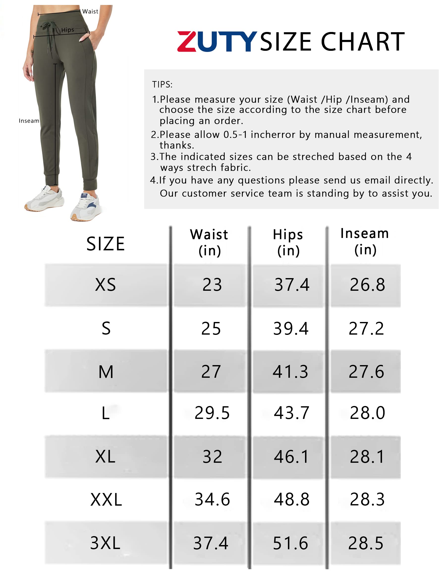 ZUTY Women's High Waisted Fleece Lined Joggers Water Resistant Sweatpants Hiking Running Winter Thermal Pants with Pockets Black S