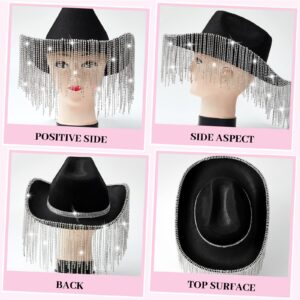 Rhinestone Cowboy Hat Glitter Cowboy Hat With Glasses, Headscarves, Adhesive Rhinestone Letter Patches