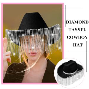 Rhinestone Cowboy Hat Glitter Cowboy Hat With Glasses, Headscarves, Adhesive Rhinestone Letter Patches