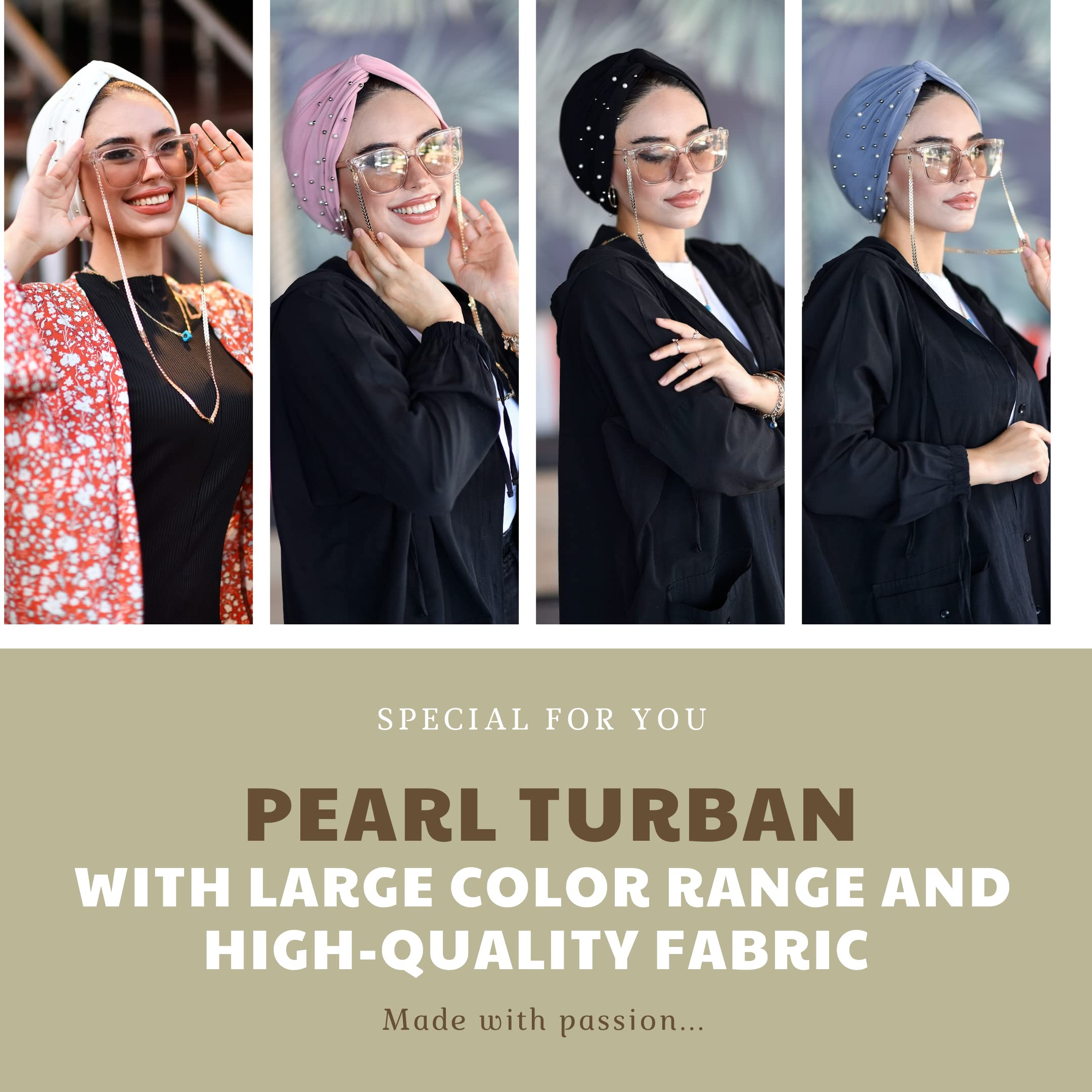 para life Pearl Turban-Turbans For Women-Hijab For Women|Hair Wraps-Head Wraps For Women|Hijab Undercap-Caps-Instant Hijab (Pearl Turban, Black)