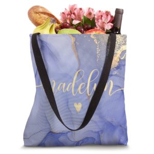 Madelyn Letter M Initial Cute Purple Personalized Tote Bag