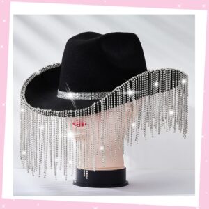 Rhinestone Cowboy Hat Glitter Cowboy Hat With Glasses, Headscarves, Adhesive Rhinestone Letter Patches