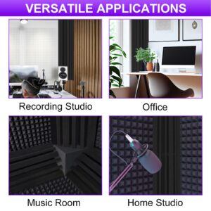 TroyStudio Bass Traps - 12 Pcs 4 X 4 X 12 Inches Dense Thick Studio Bass Foam Corner, Acoustic Treatment Panel Absorbing Echo Reverb, Low Frequency Sound Absorber for Music Room Home Recording Studio