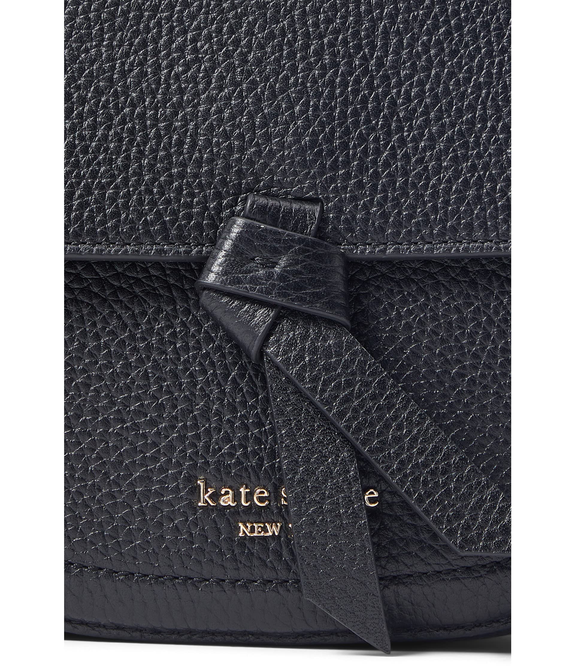 Kate Spade New York Knott Pebbled Leather Medium Saddle Bag Black One Size