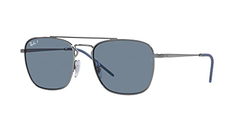 Ray-Ban RB3588 Square Sunglasses, Gunmetal/Dark Blue Polarized, 55 mm