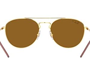 Ray-Ban RB3589 Square Sunglasses, Gold/Dark Brown Polarized, 55 mm