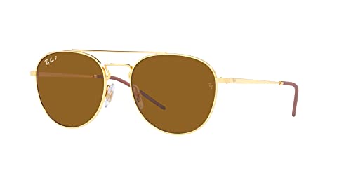 Ray-Ban RB3589 Square Sunglasses, Gold/Dark Brown Polarized, 55 mm