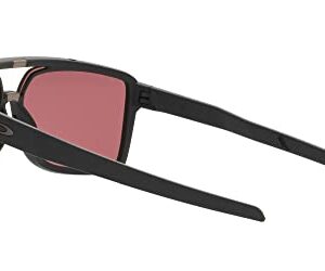 Oakley Men's OO9147 Castel Rectangular Sunglasses, Matte Black/Prizm Dark Golf, 63 mm