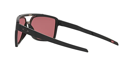 Oakley Men's OO9147 Castel Rectangular Sunglasses, Matte Black/Prizm Dark Golf, 63 mm