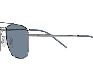 Ray-Ban RB3588 Square Sunglasses, Gunmetal/Dark Blue Polarized, 55 mm